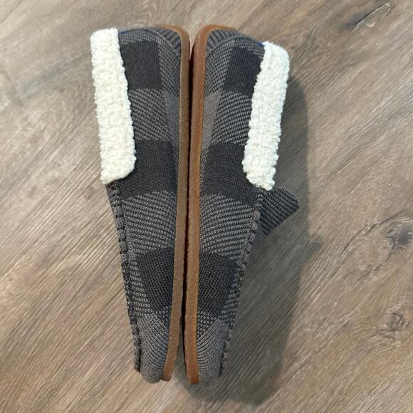 Rothy’s Brown Buffalo Check Merino Wool Mens Slipper Shoe 9 Sherpa Comfort Soft - Picture 4 of 11